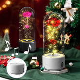 Rose LED Night Light with Bluetooth Speaker – Glass Cover