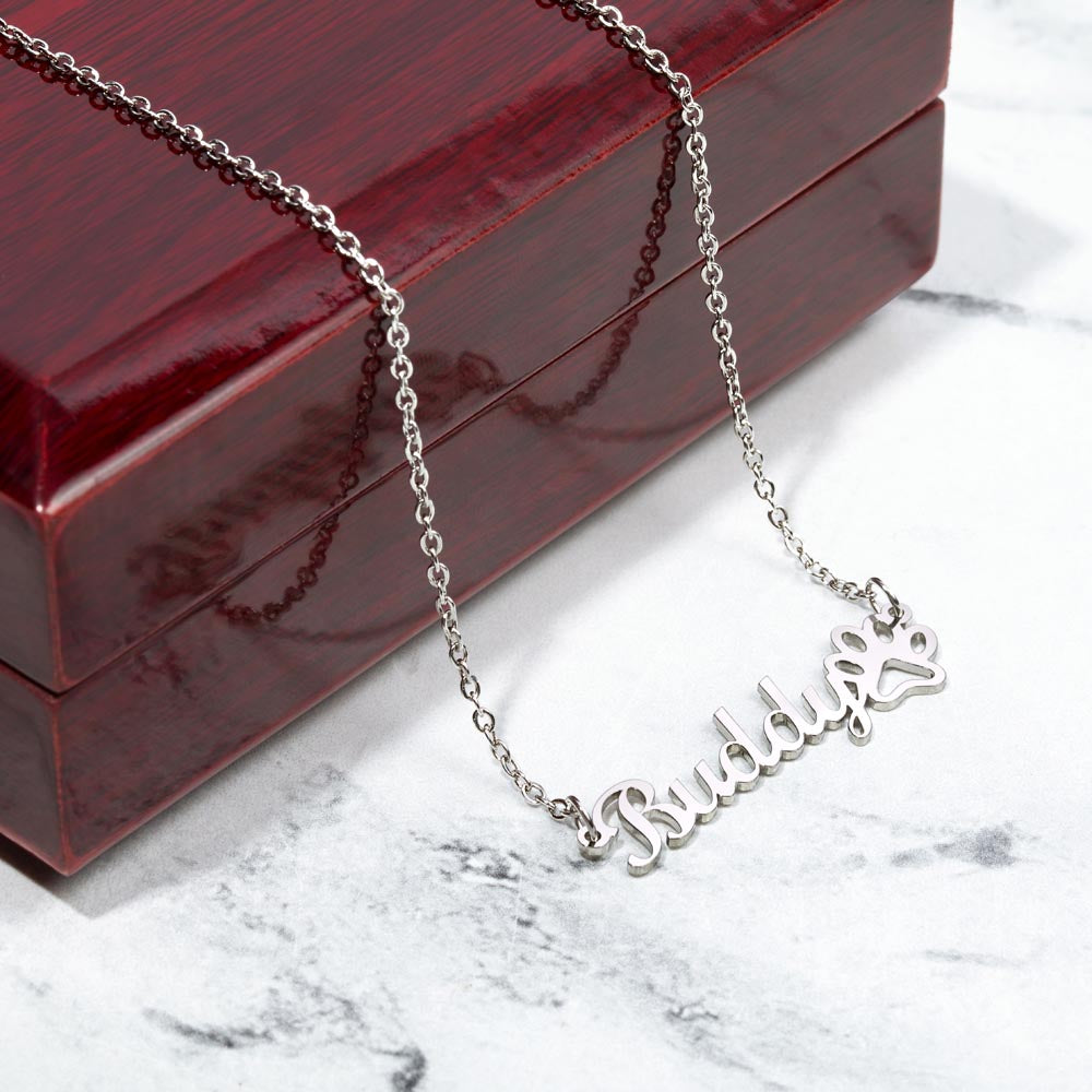 Classic Paw Print Name Necklace